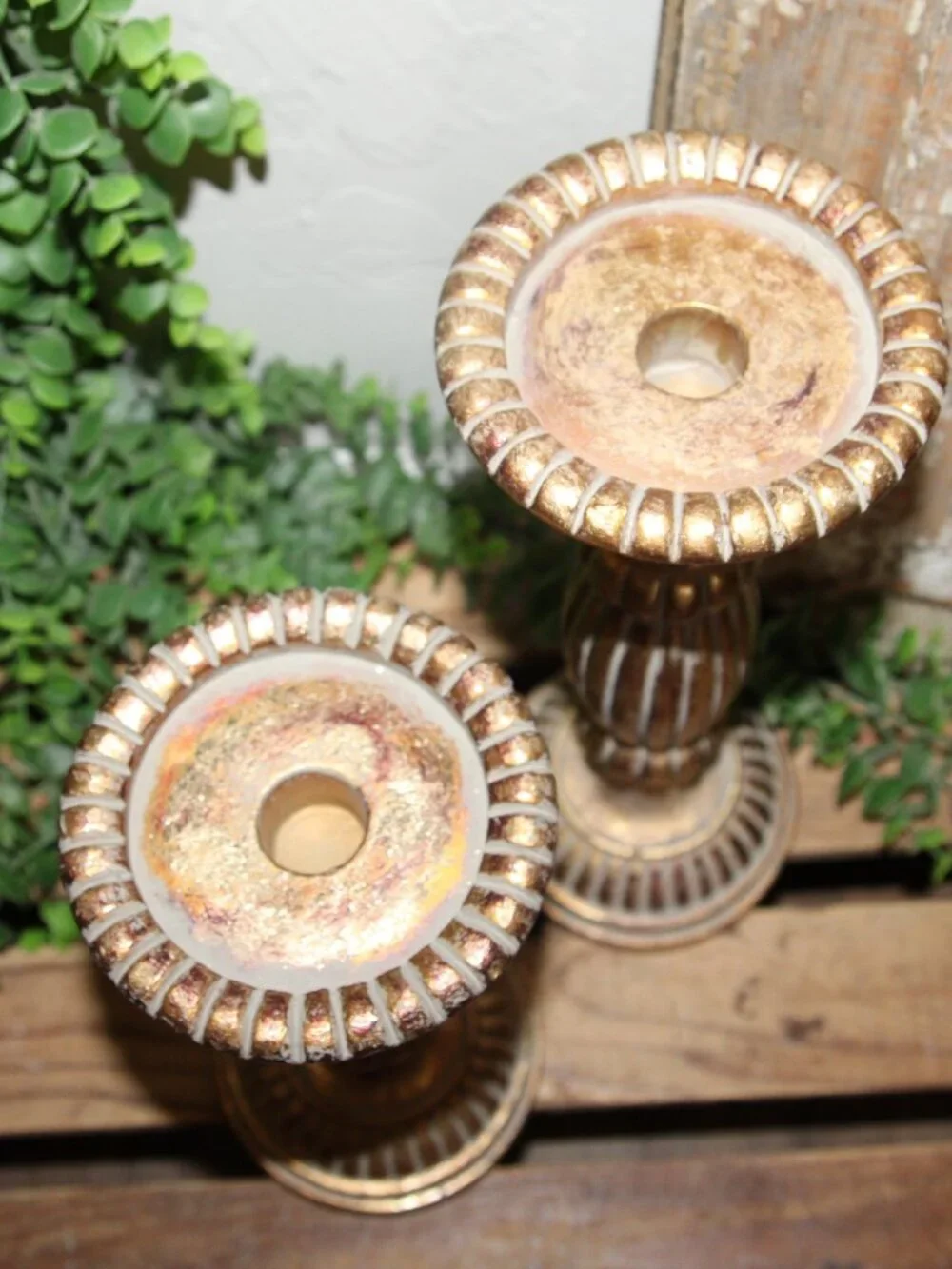 Pair of Elegant Old World French Country Gold Candle Holders